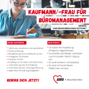 Stellenanzeige Kaufmann/-frau für Büromanagement (m/w/d)